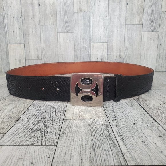 Vintage Genuine Boa Snake Skin Black Men's SZ.38 Belt Castella Made in Argentina